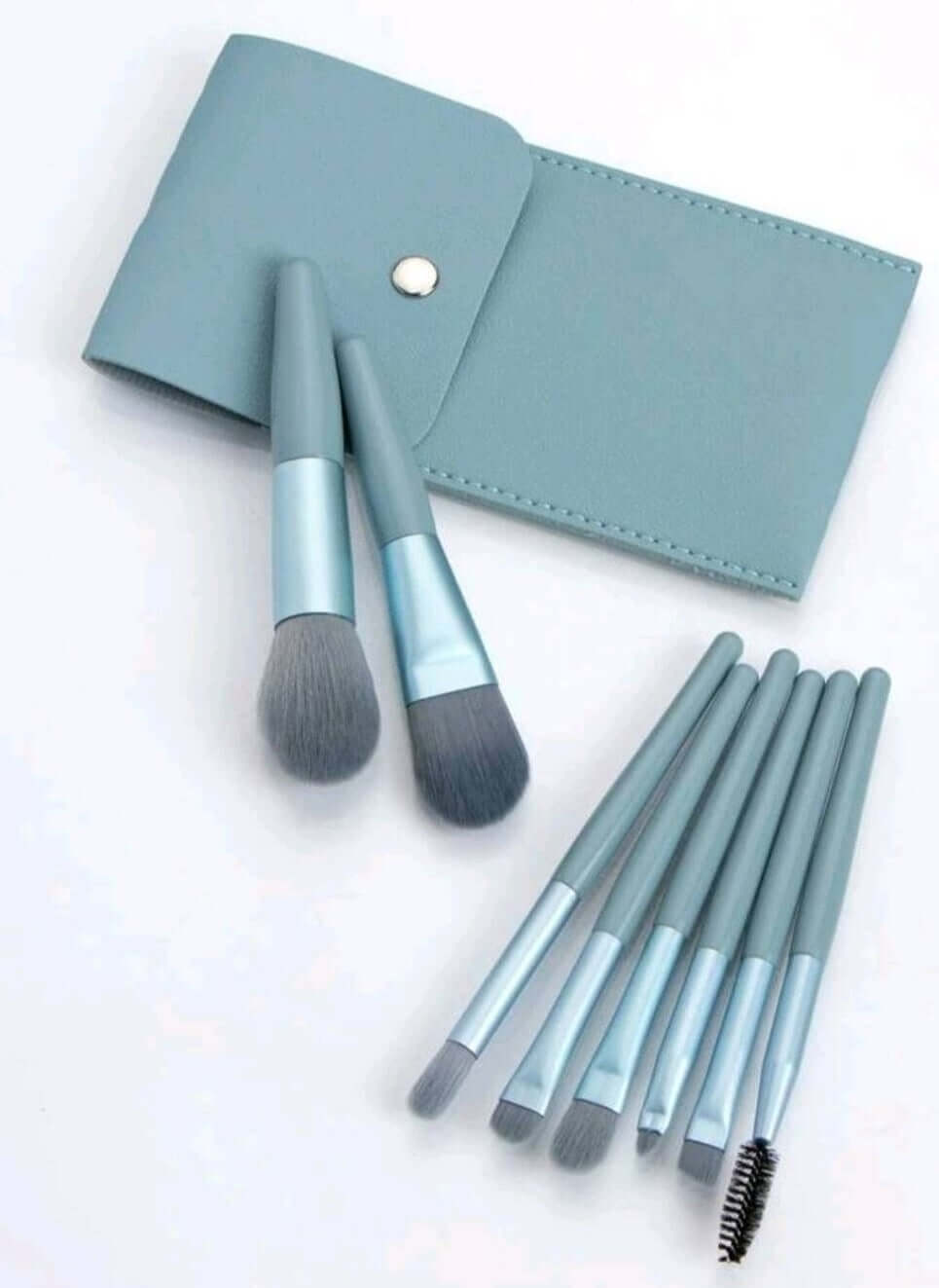 blue make up brush set in pouch