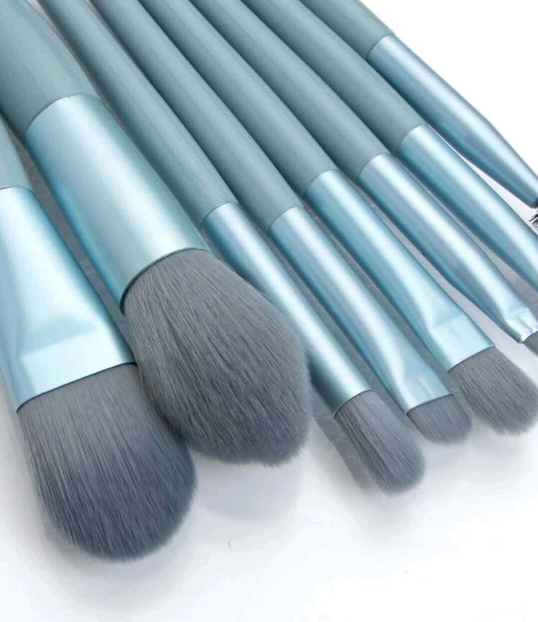 blue make up brush set in pouch