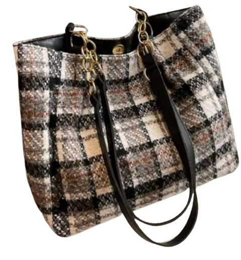 Bag - Shoulder - black tones plaid