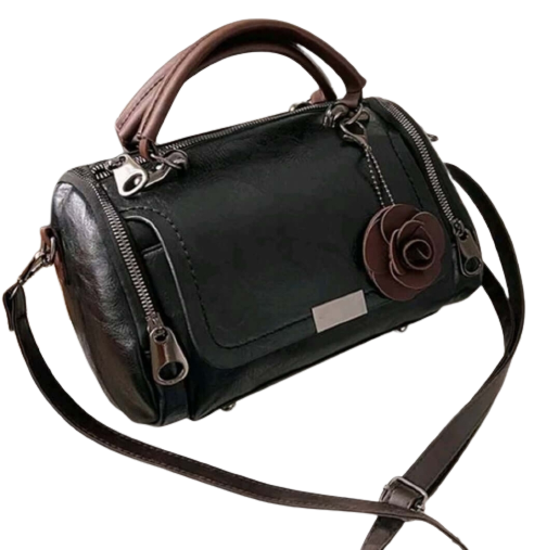 Bag - Boston - black brown leather