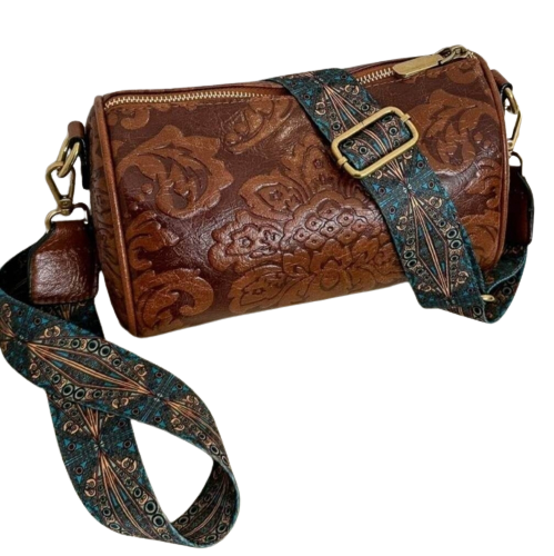 Bag - Shoulder - embossed brown leather