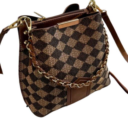 Bag - Shoulder - geo leather &  fabric bag