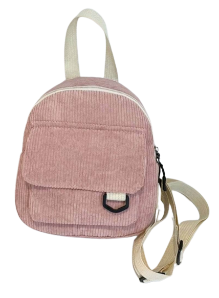 Bag - Backpack - pink corduroy tab