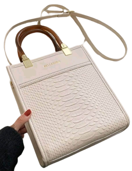 Bag - Handbag - luxury white snakeskin