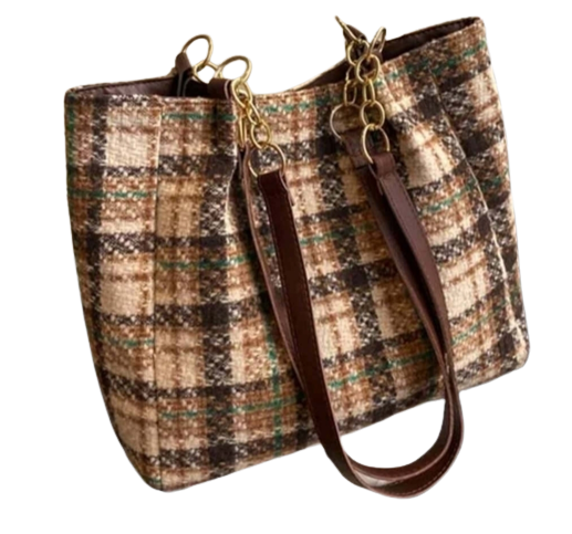 Bag - Shoulder - plaid fabric bag
