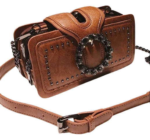 Bag - Tote - tan studded leather
