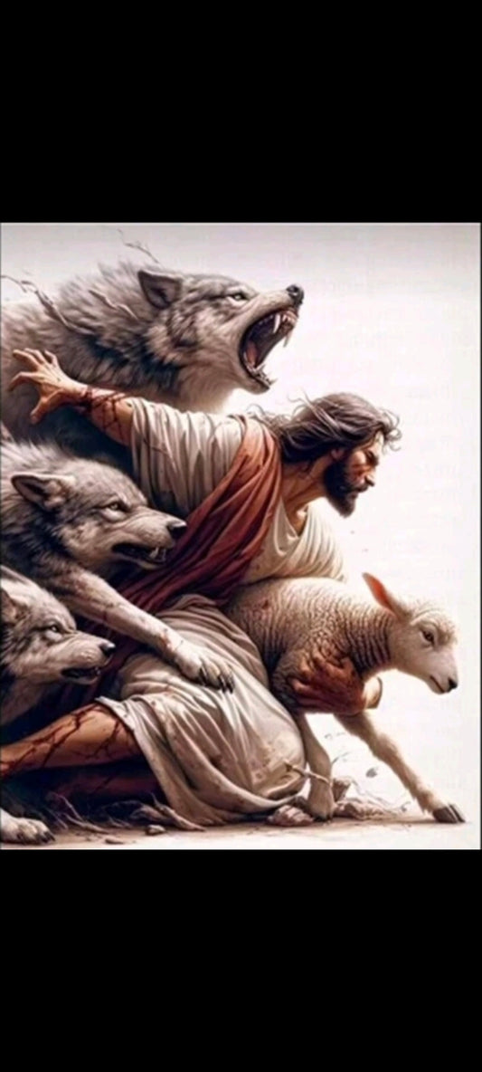 Home Decor - Canvas Poster - Christian wolves lamb Jesus
