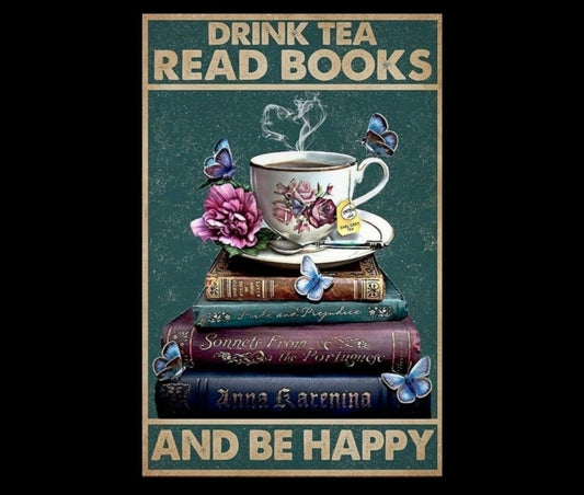 Home Decor - Canvas Poster - books and tea