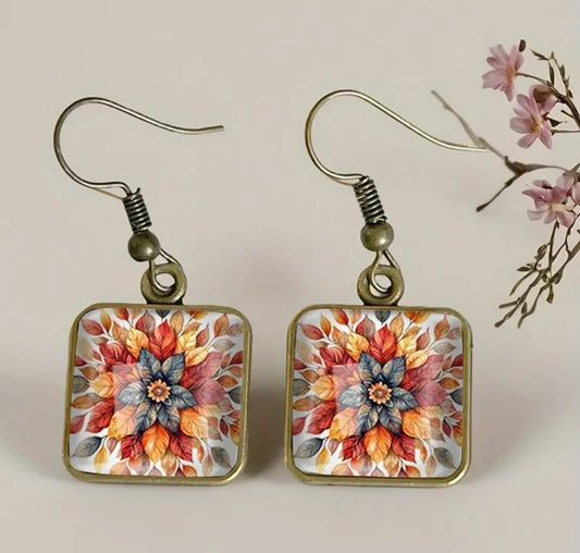 Jewellery - earrings - drop - stunning autumn leaf glass drop