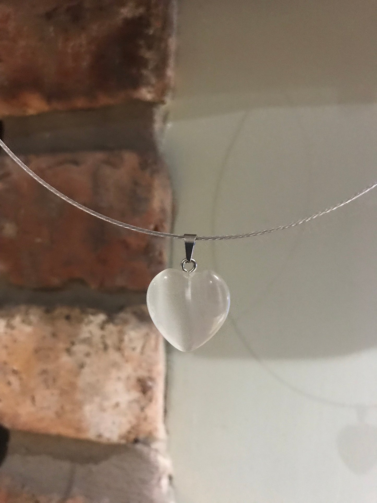 Necklace - chakra Heart Pendant on Steel Hoop