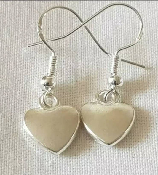 Silver heart drop earrings