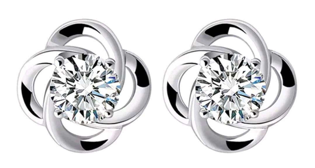 silver zircon stud earrings