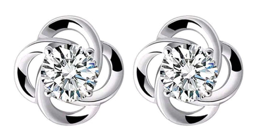 silver zircon stud earrings