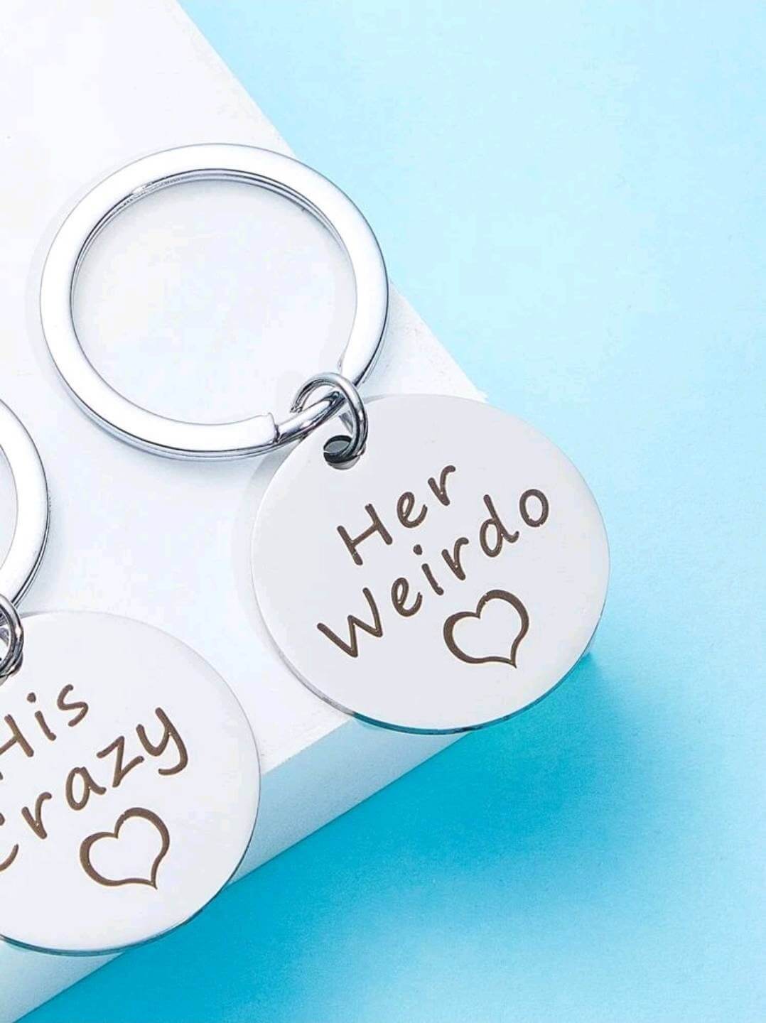 Keyring - his crazy (with heart charm)