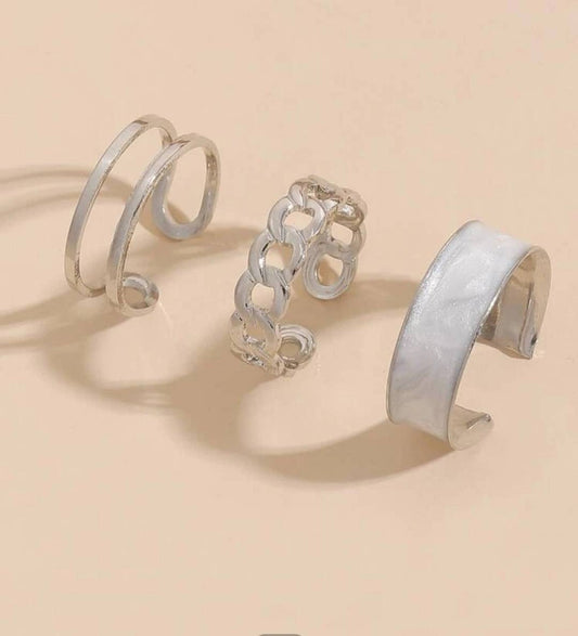 Rings Set (adjustable) - silver glitz