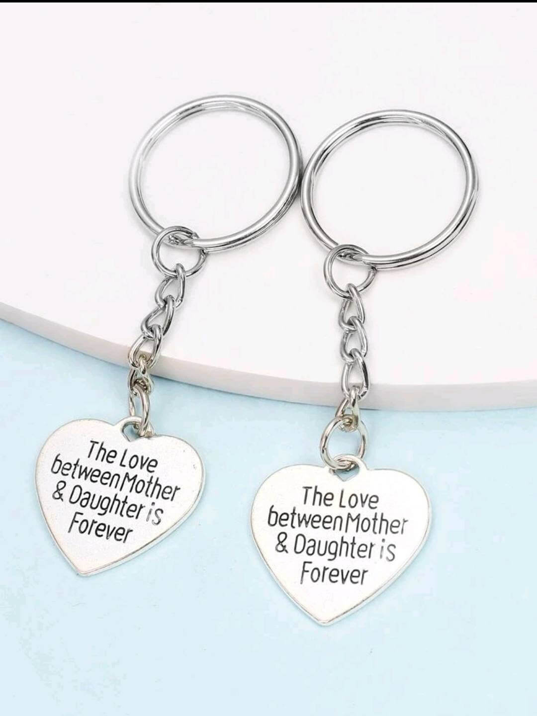 Keyring - mother daughter gift (with heart charm)