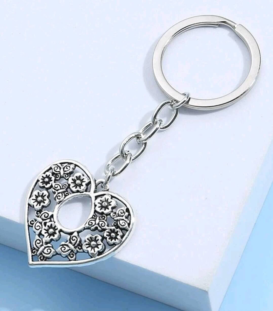 floral heart keyring