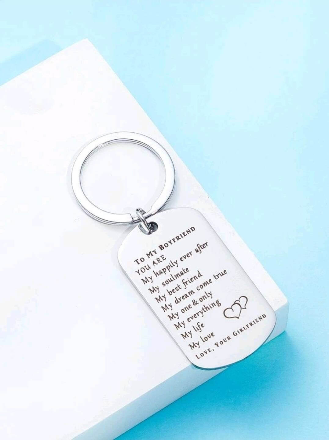 Keyring - boyfriend (with silver heart charm)