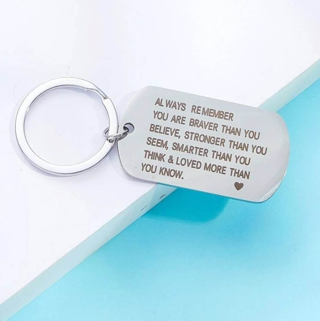 Keyring - strong brave gift (with silver heart charm)