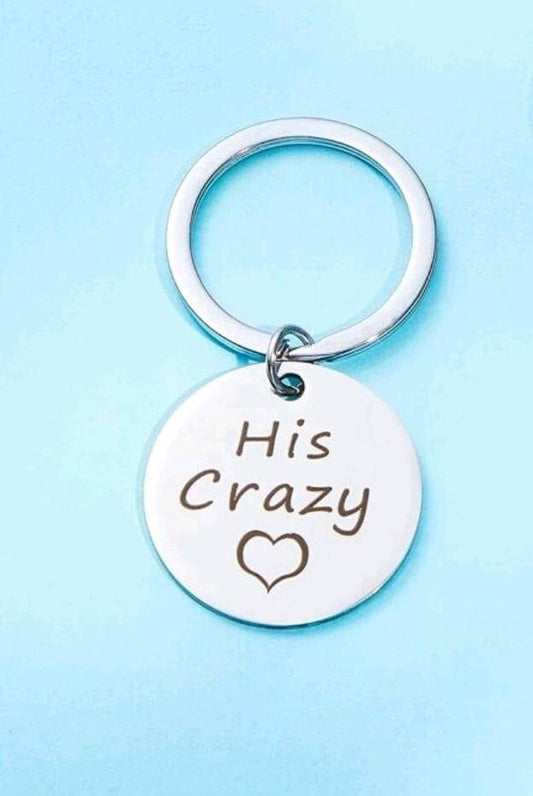 Keyring - his crazy (with heart charm)