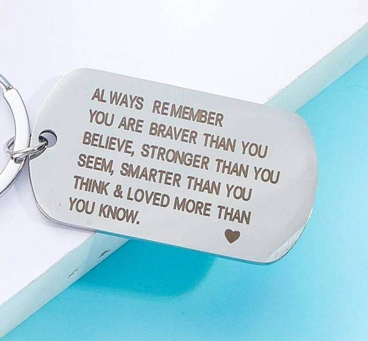 Keyring - strong brave gift (with silver heart charm)