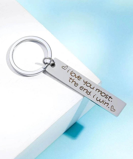 Keyring - love you most (with silver heart charm)
