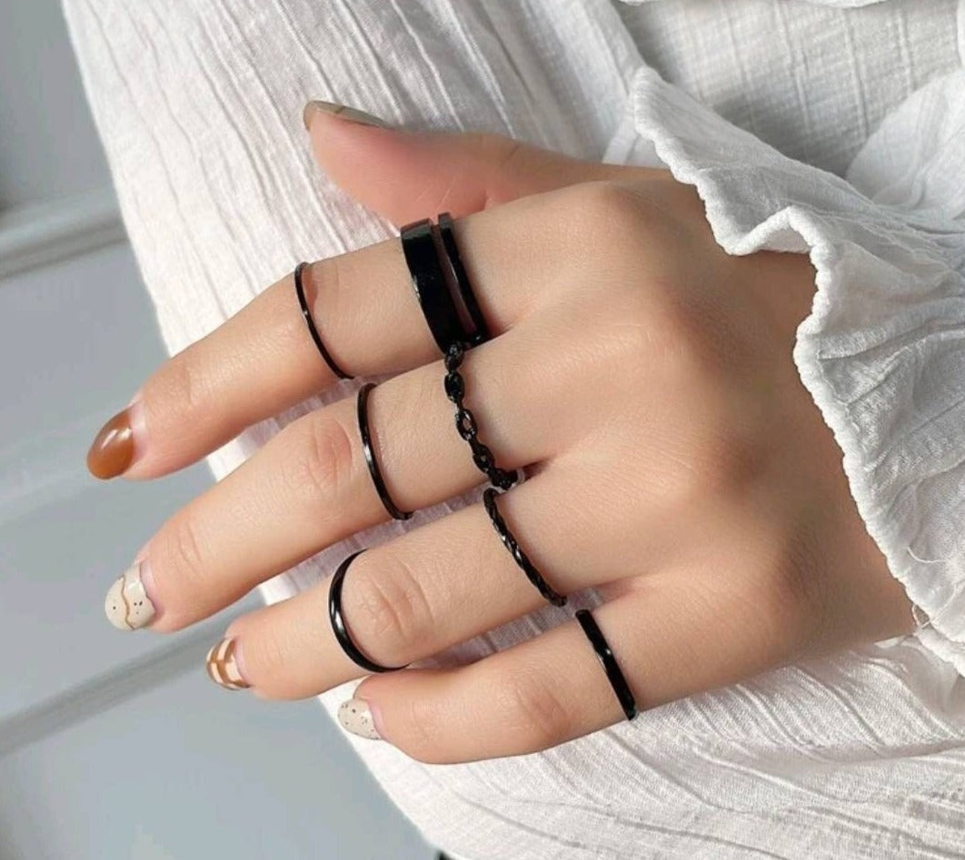 Rings Set - stackable black (7)