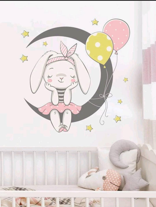 Wall Decal - girls bunny balloon