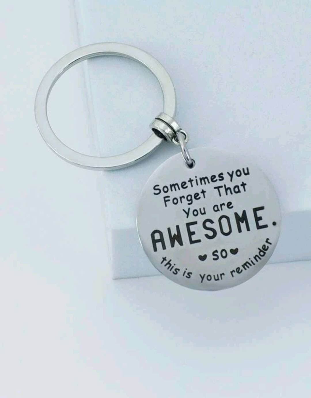 Keyring - awesome (with silver heart charm)