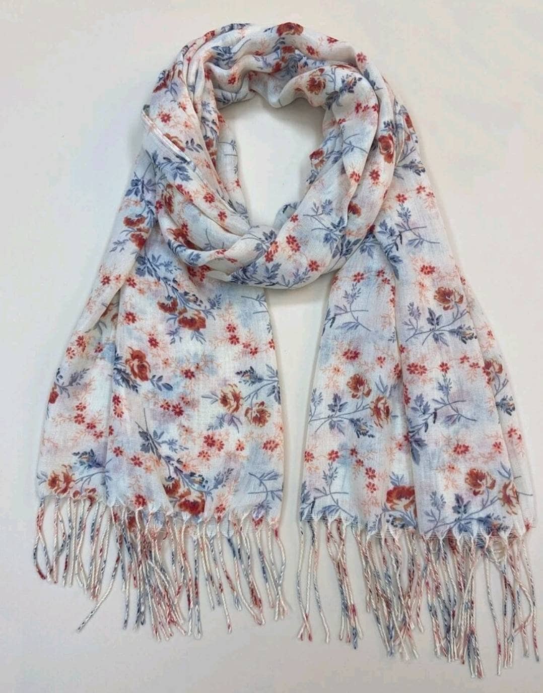 Scarf - fringe hem floral print