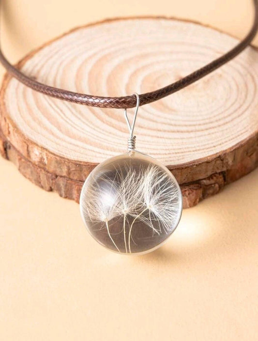 Necklace - dandelion clear ball