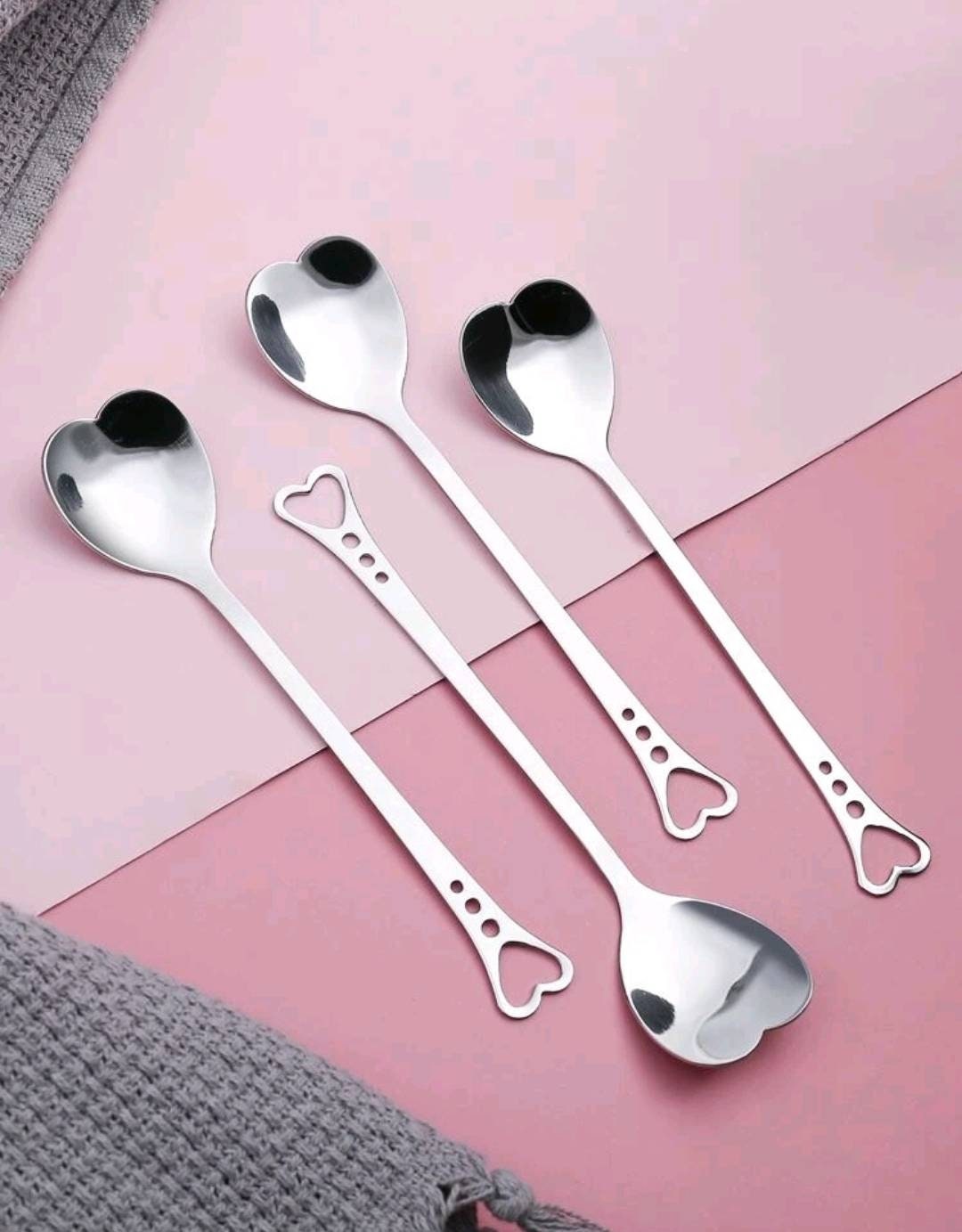 Spoons - Stainless Steel hearts (4)