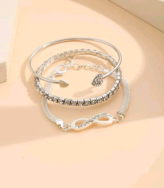 infinity silver bracelet set 