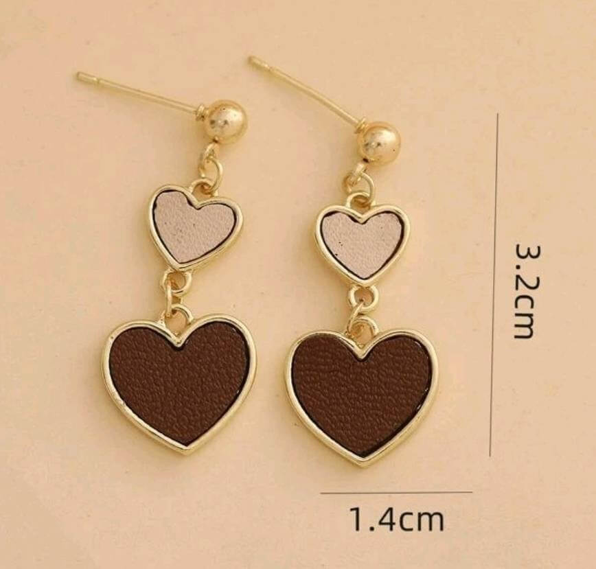  Earrings - gold + brown drop