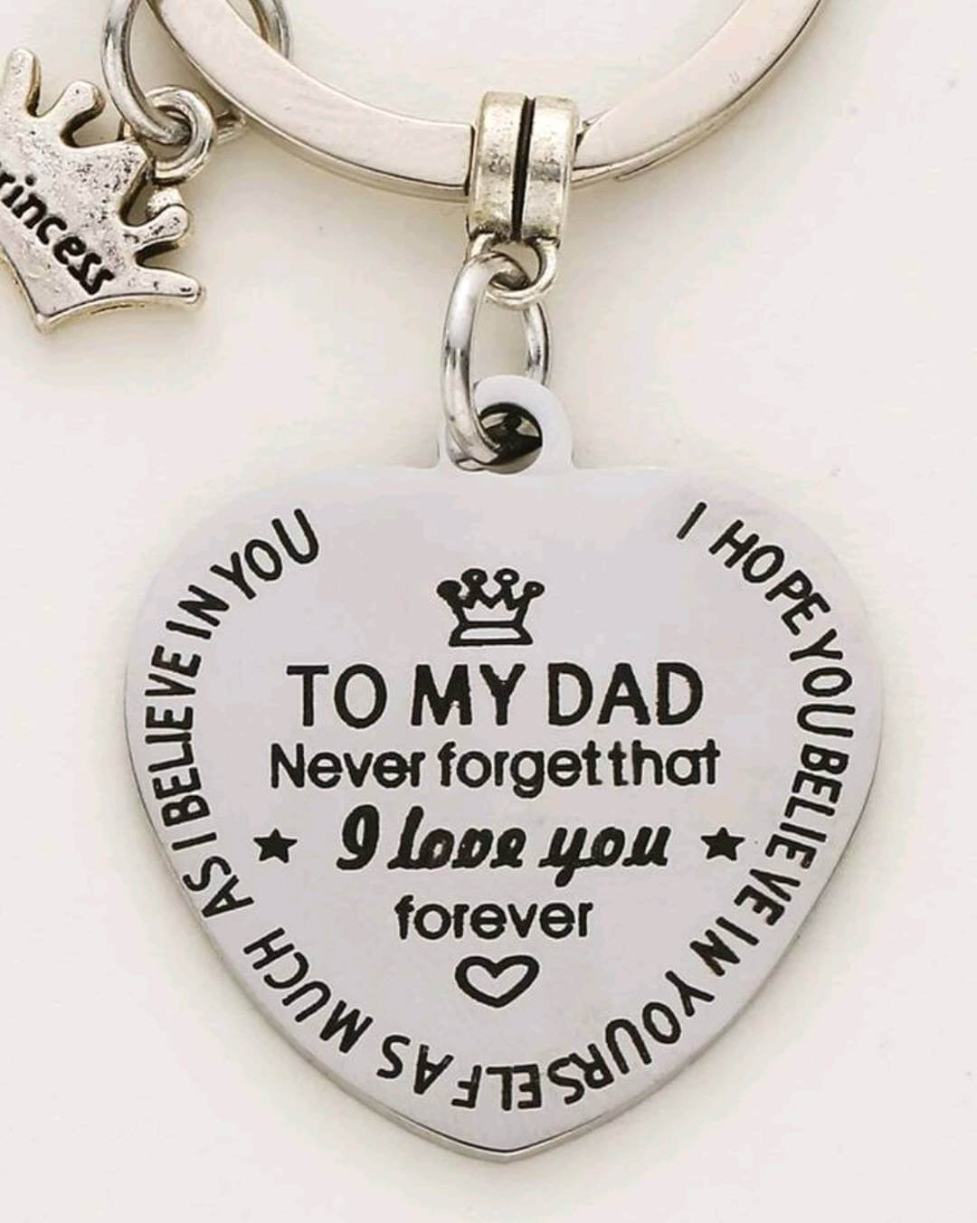 Keyring - dad (with silver heart charm)
