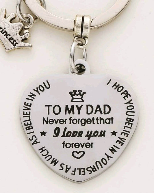 Keyring - dad (with silver heart charm)