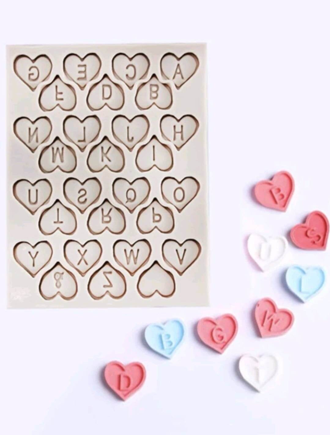 Craft - silicone mould - heart alphabet