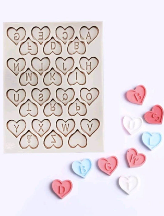 Craft - silicone mould - heart alphabet