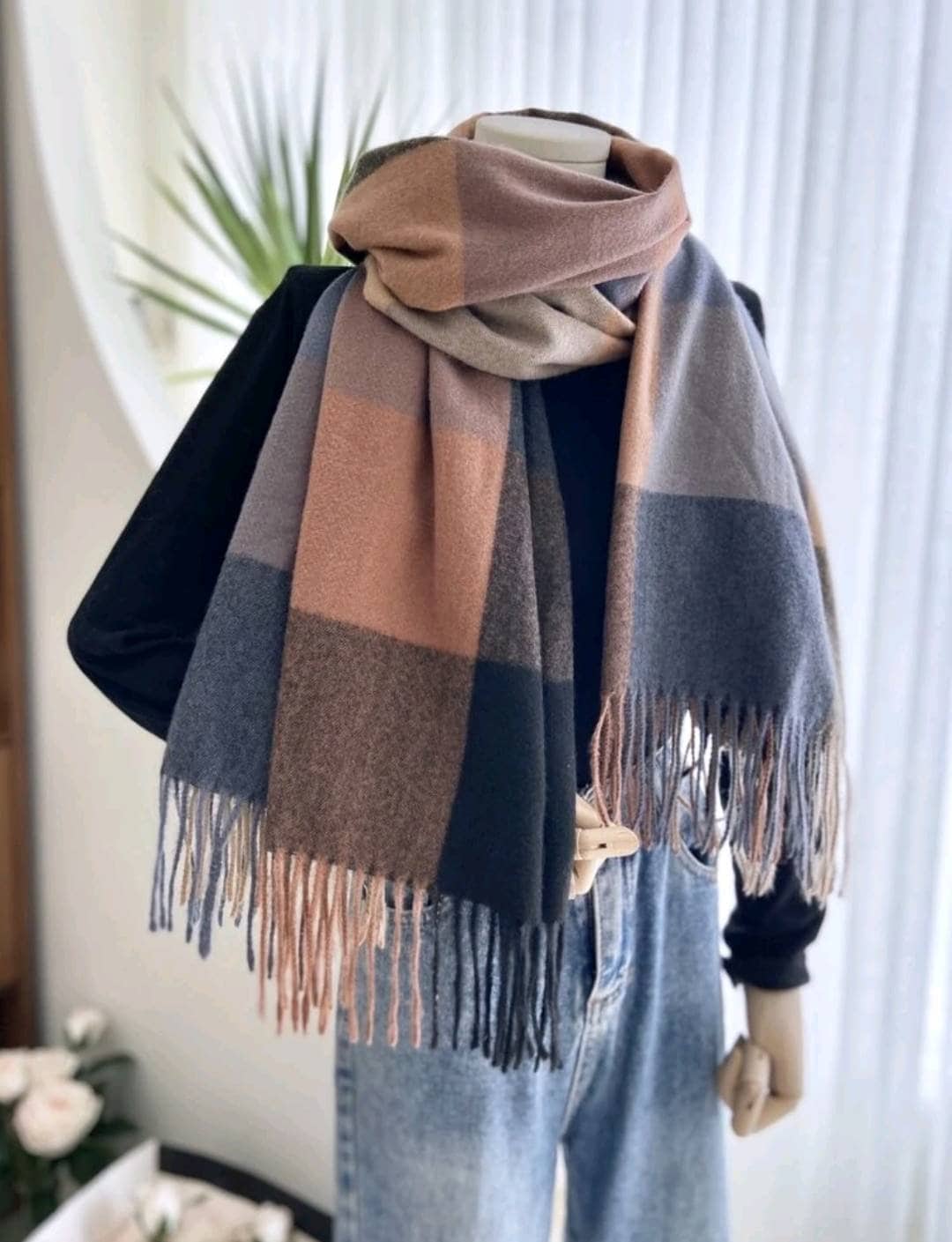 Scarf - pink blue plaid