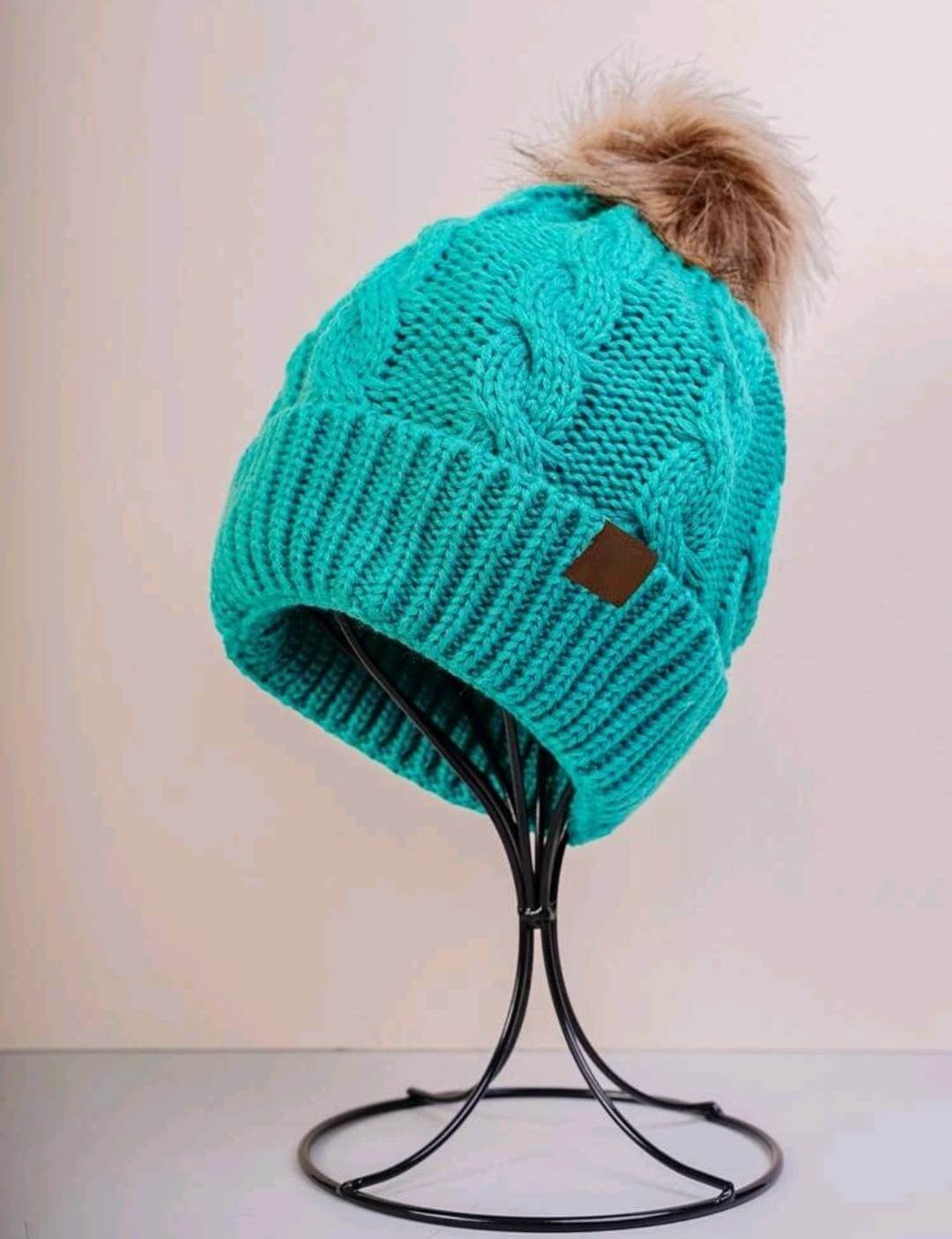 unisex blue pompom beanie