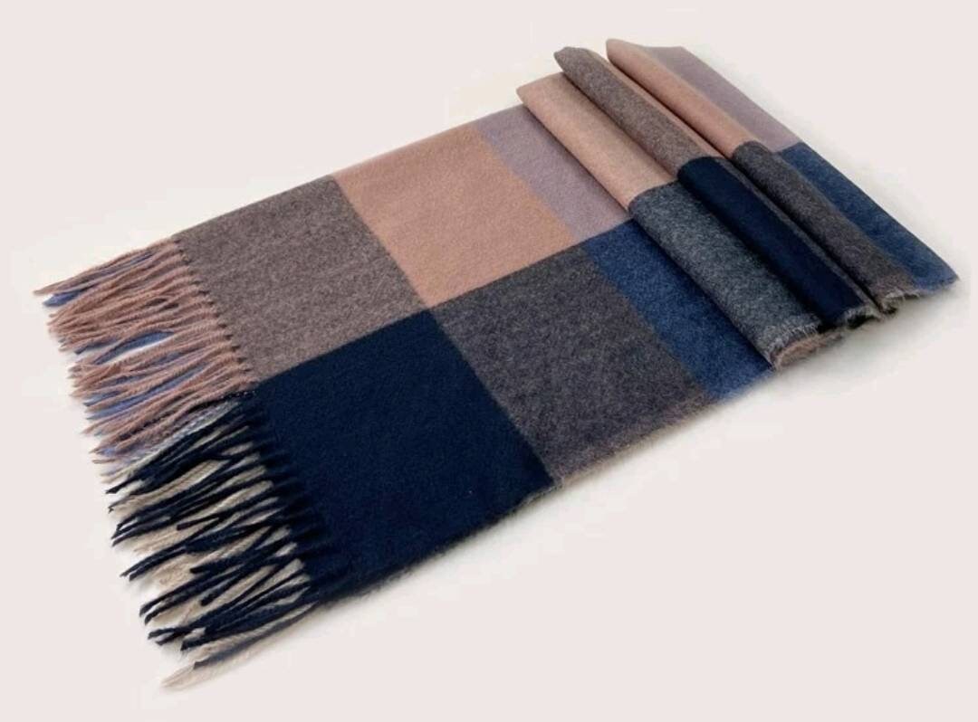 Scarf - pink blue plaid