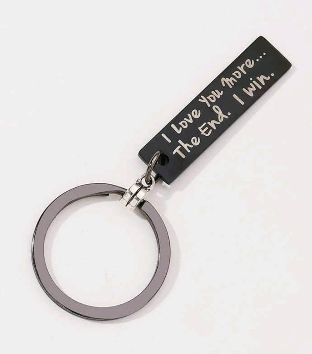 Keyring - black love you more (with silver heart charm)