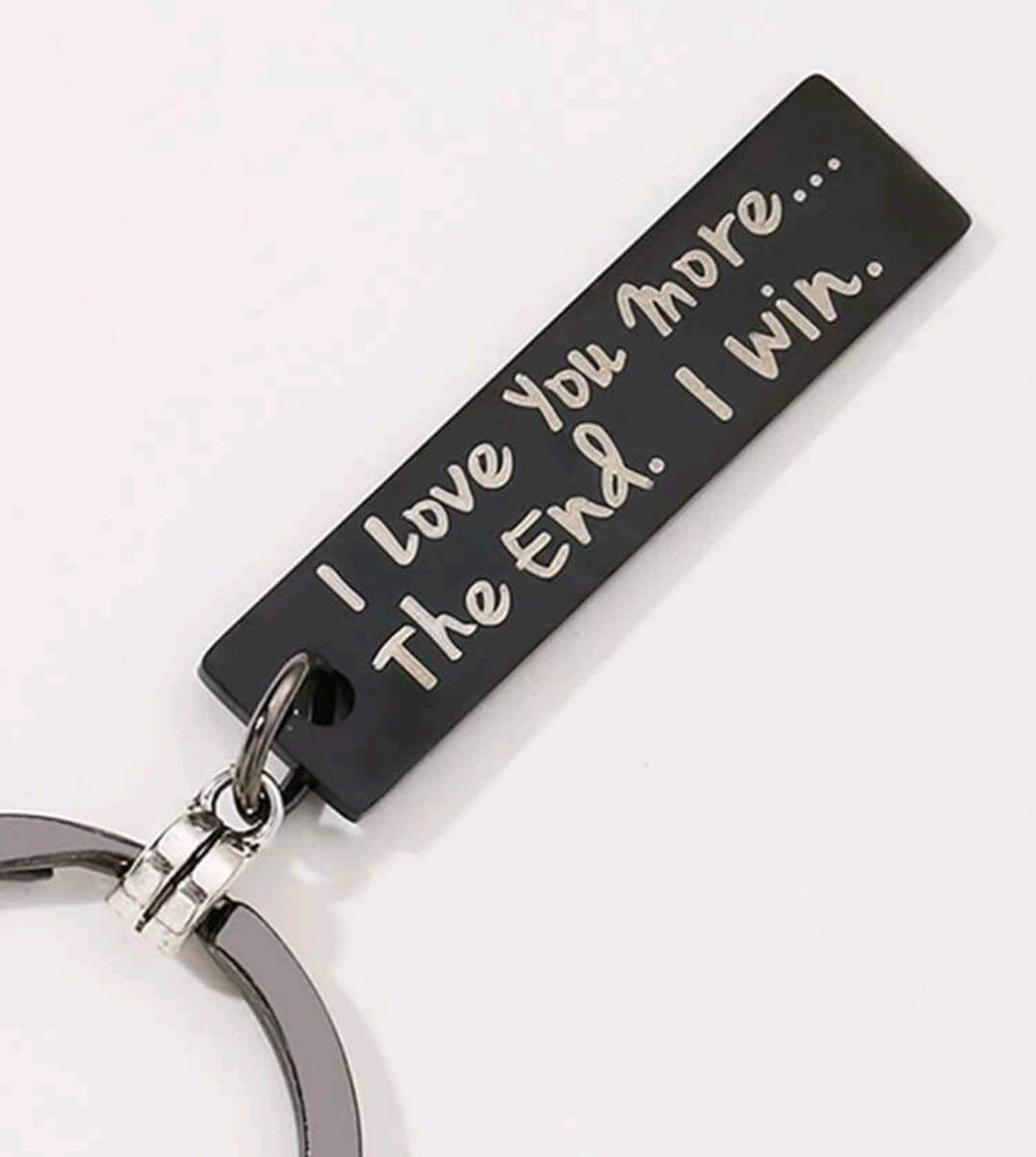 Keyring - black love you more (with silver heart charm)