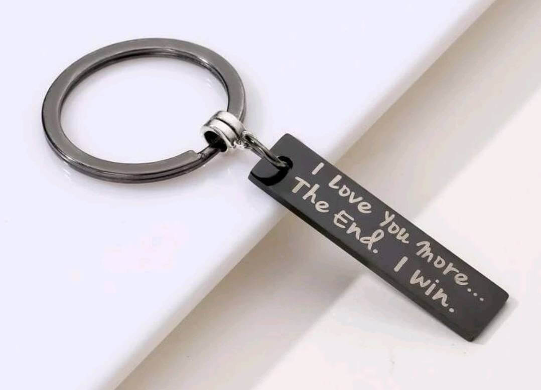 Keyring - black love you more (with silver heart charm)