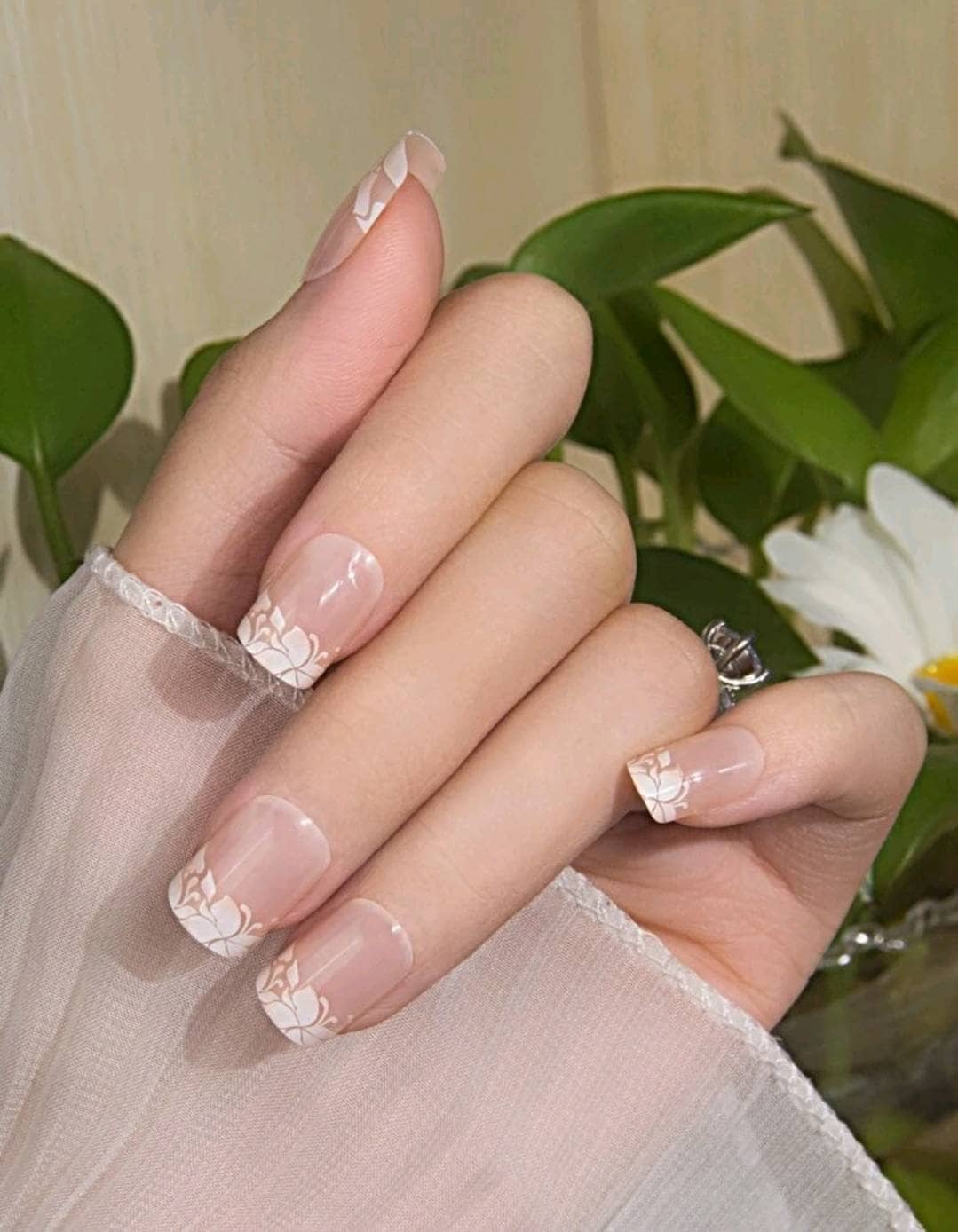 Nails - floral French manicure