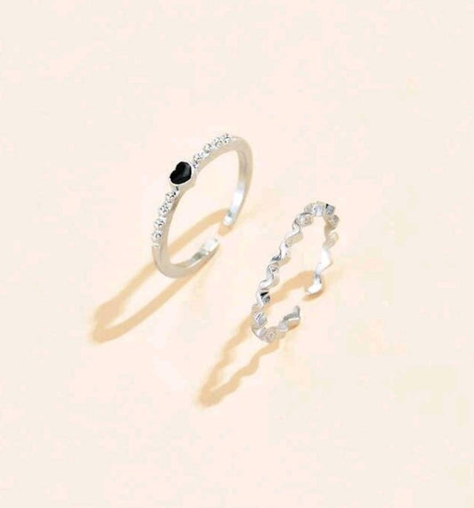 Ring - black heart silver rings