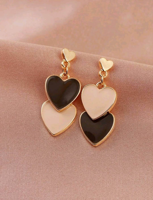  Earrings - gold + black drop