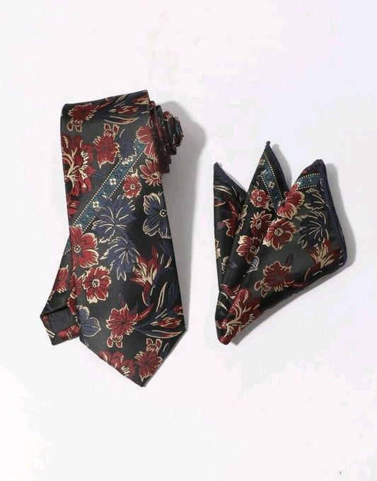 Tie - dark floral