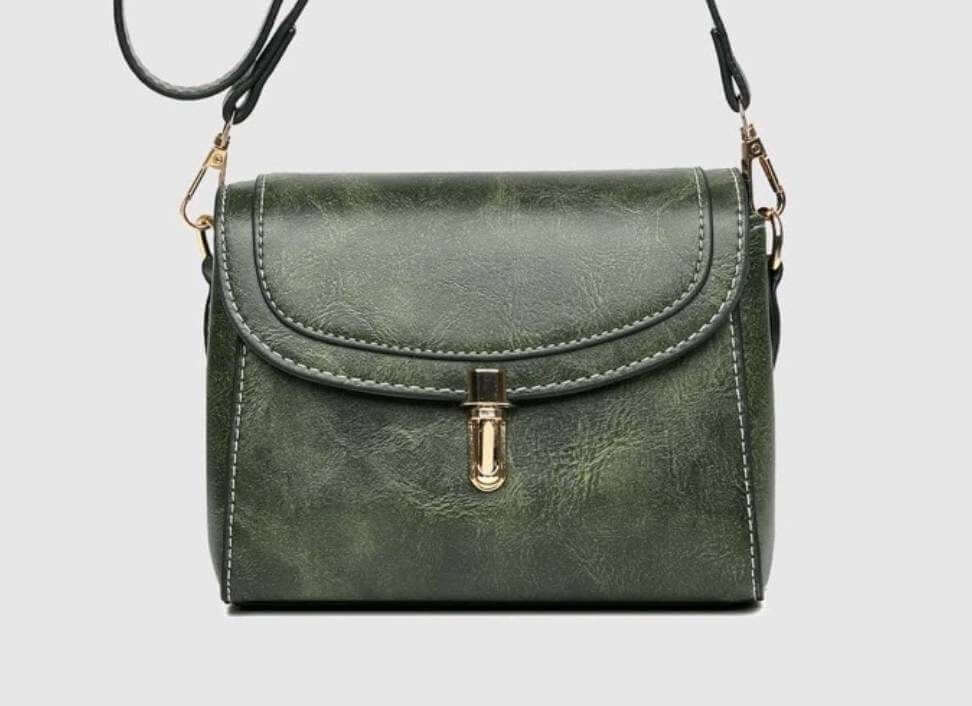 quirky green leather shoulder bag