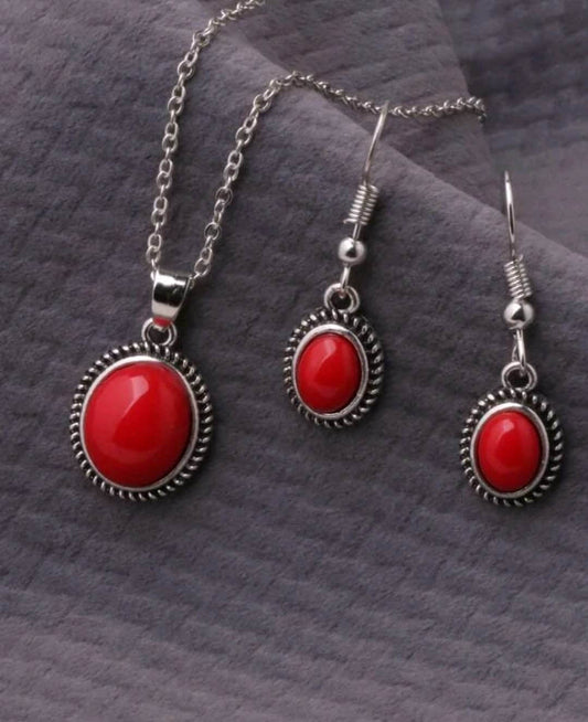 Jewellery Set - red necklace earrings